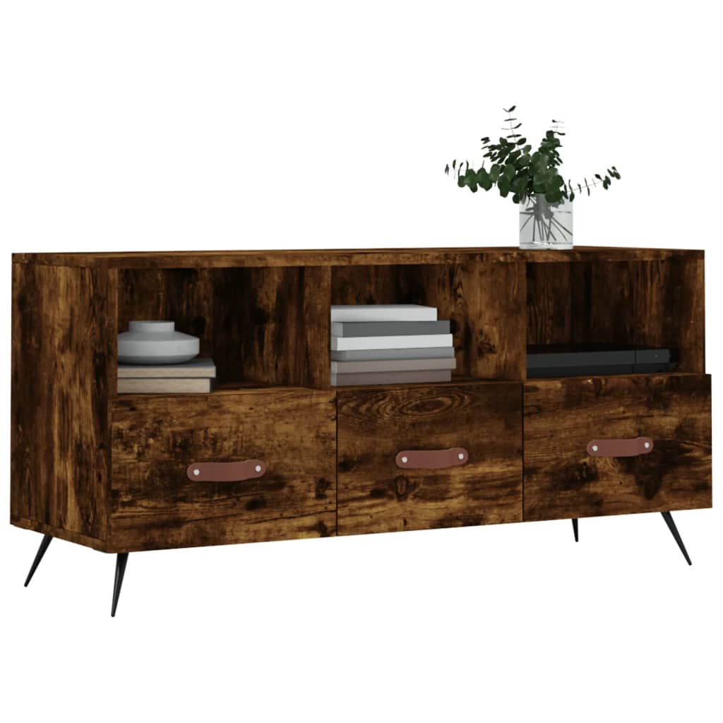 Tv-meubel 102x36x50 cm bewerkt hout gerookt eikenkleurig is nu te koop bij PeponiXL, paradijselijk wonen!