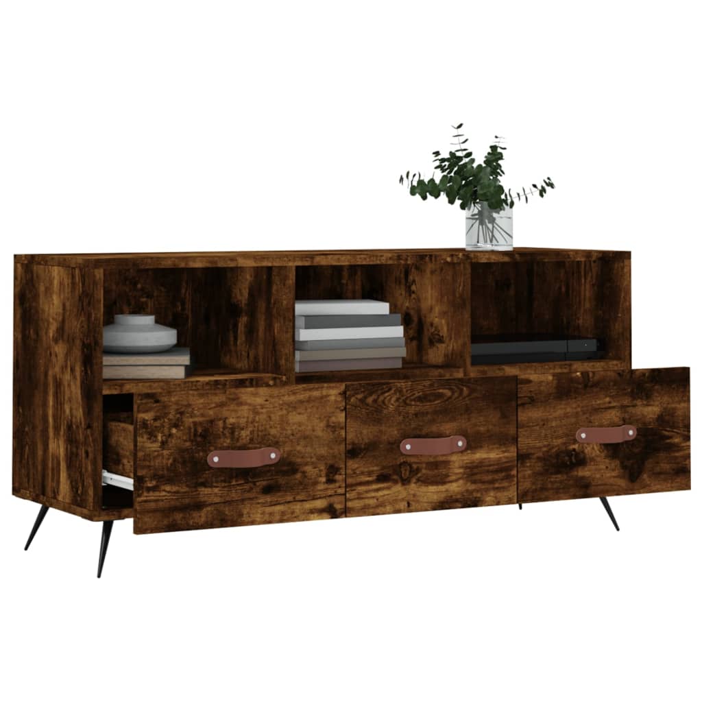 Tv-meubel 102x36x50 cm bewerkt hout gerookt eikenkleurig is nu te koop bij PeponiXL, paradijselijk wonen!