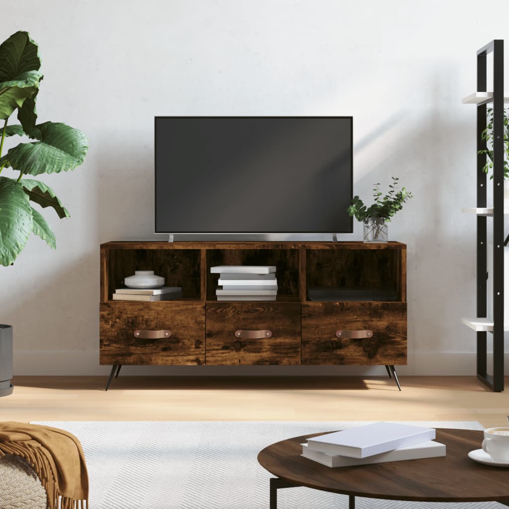 Tv-meubel 102x36x50 cm bewerkt hout gerookt eikenkleurig is nu te koop bij PeponiXL, paradijselijk wonen!
