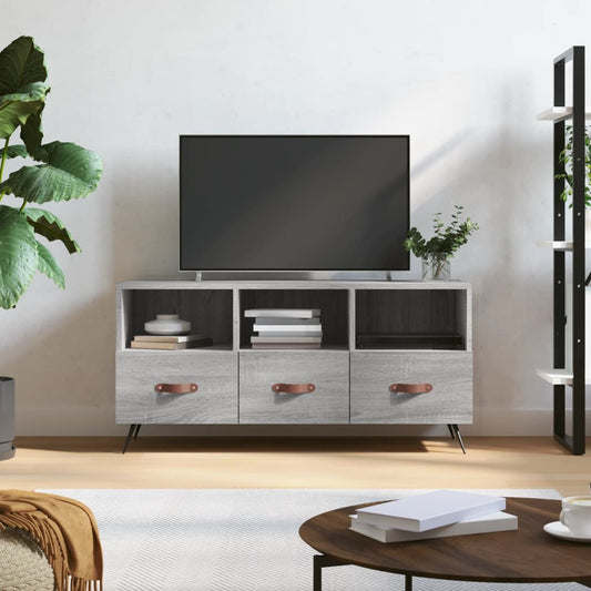 Tv-meubel 102x36x50 cm bewerkt hout grijs sonoma eikenkleurig is nu te koop bij PeponiXL, paradijselijk wonen!