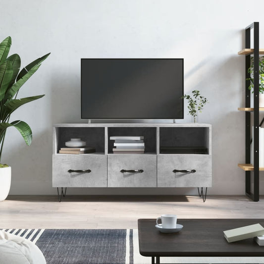 Tv-meubel 102x36x50 cm bewerkt hout betongrijs is nu te koop bij PeponiXL, paradijselijk wonen!