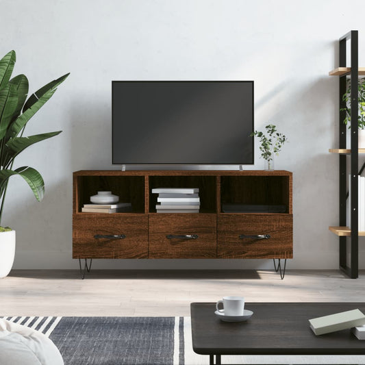 Tv-meubel 102x36x50 cm bewerkt hout bruin eikenkleur is nu te koop bij PeponiXL, paradijselijk wonen!