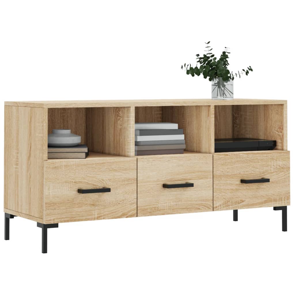 Tv-meubel 102x36x50 cm bewerkt hout sonoma eikenkleurig is nu te koop bij PeponiXL, paradijselijk wonen!