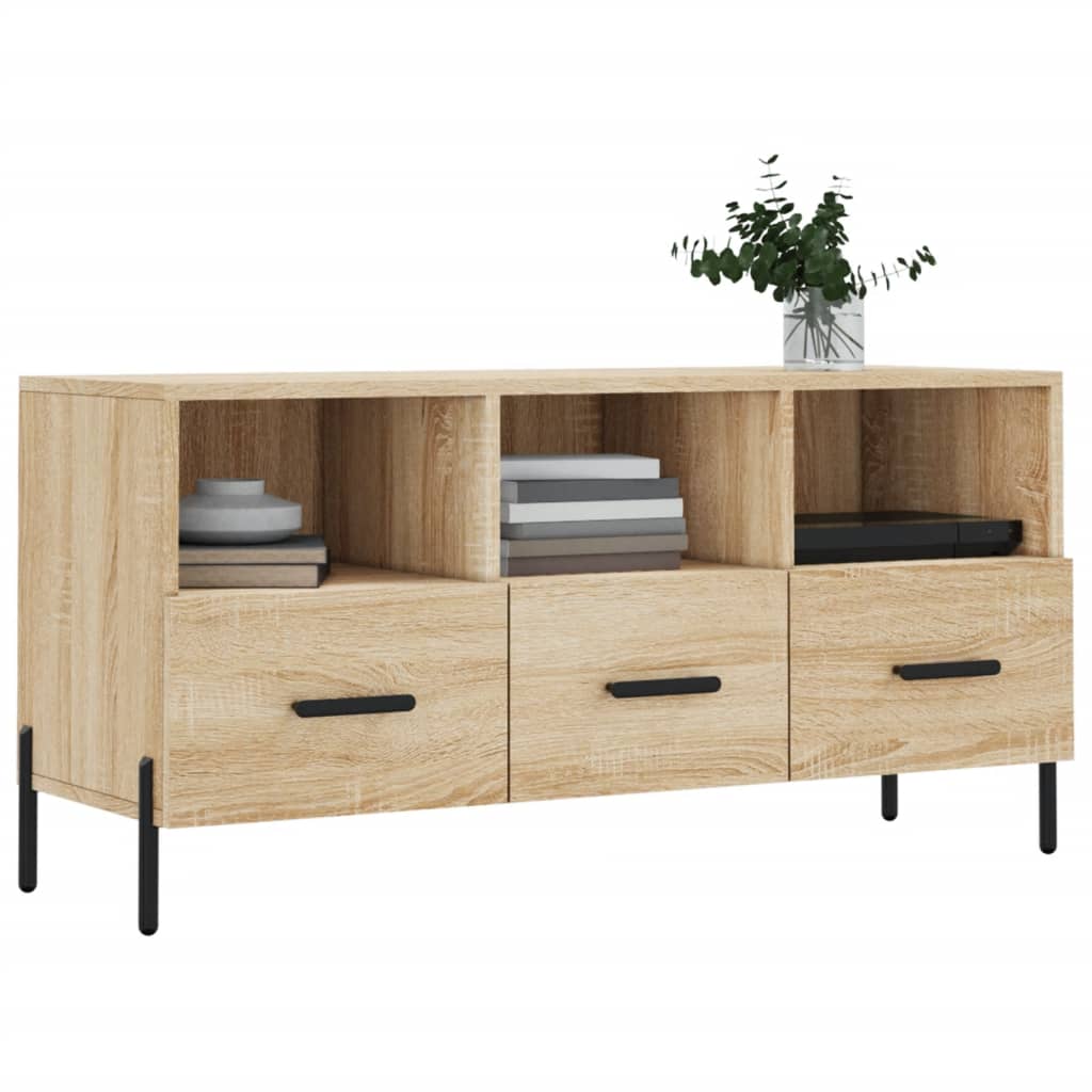 Tv-meubel 102x36x50 cm bewerkt hout sonoma eikenkleurig is nu te koop bij PeponiXL, paradijselijk wonen!