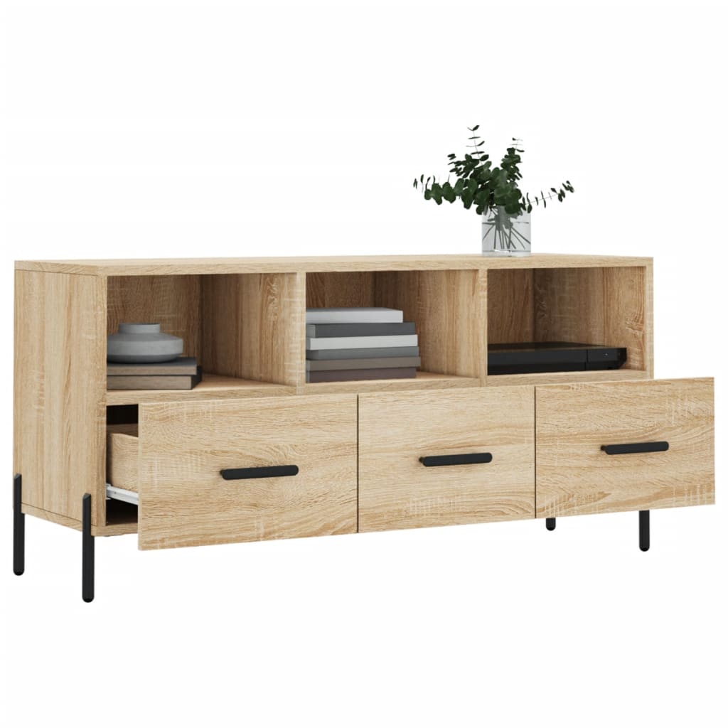 Tv-meubel 102x36x50 cm bewerkt hout sonoma eikenkleurig is nu te koop bij PeponiXL, paradijselijk wonen!