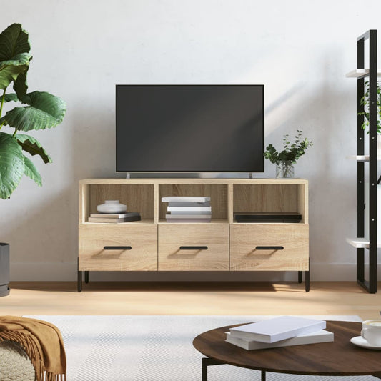 Tv-meubel 102x36x50 cm bewerkt hout sonoma eikenkleurig is nu te koop bij PeponiXL, paradijselijk wonen!