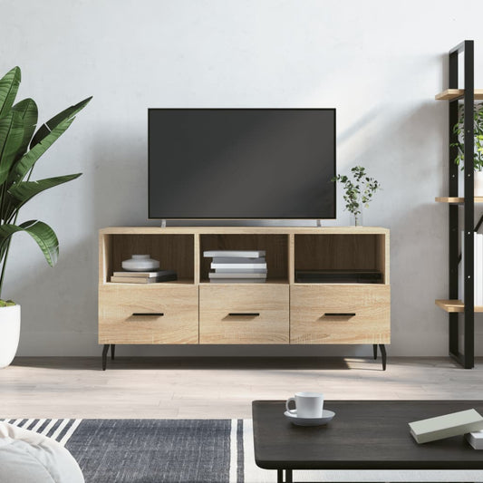 Tv-meubel 102x36x50 cm bewerkt hout sonoma eikenkleurig is nu te koop bij PeponiXL, paradijselijk wonen!