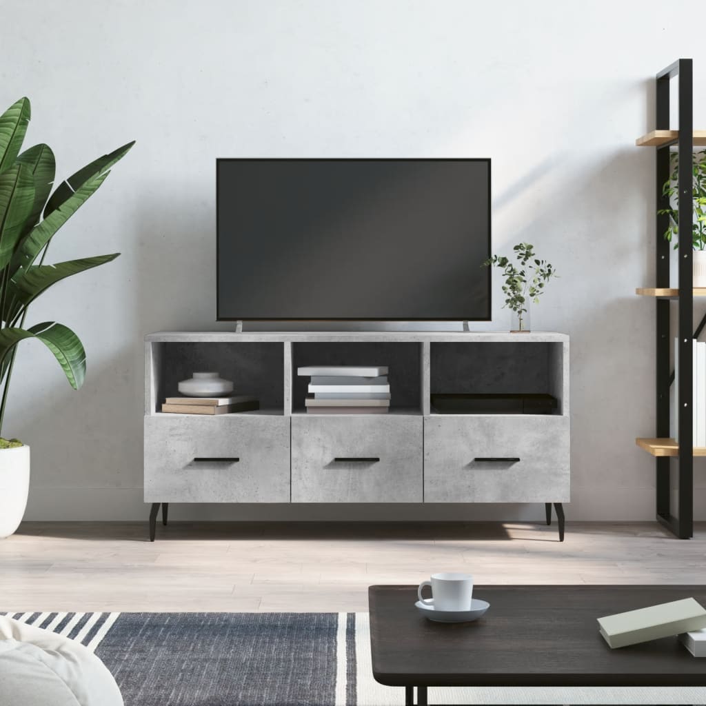 Tv-meubel 102x36x50 cm bewerkt hout betongrijs is nu te koop bij PeponiXL, paradijselijk wonen!