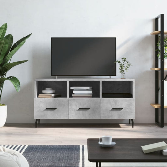 Tv-meubel 102x36x50 cm bewerkt hout betongrijs is nu te koop bij PeponiXL, paradijselijk wonen!