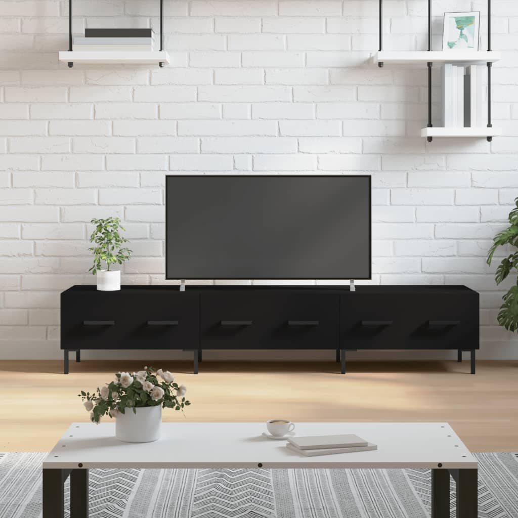 Tv-meubel 150x36x30 cm bewerkt hout zwart is nu te koop bij PeponiXL, paradijselijk wonen!