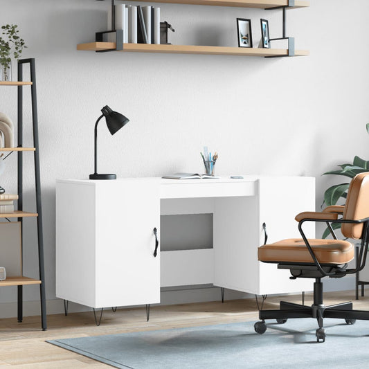 Bureau 140x50x75 cm bewerkt hout wit is nu te koop bij PeponiXL, paradijselijk wonen!