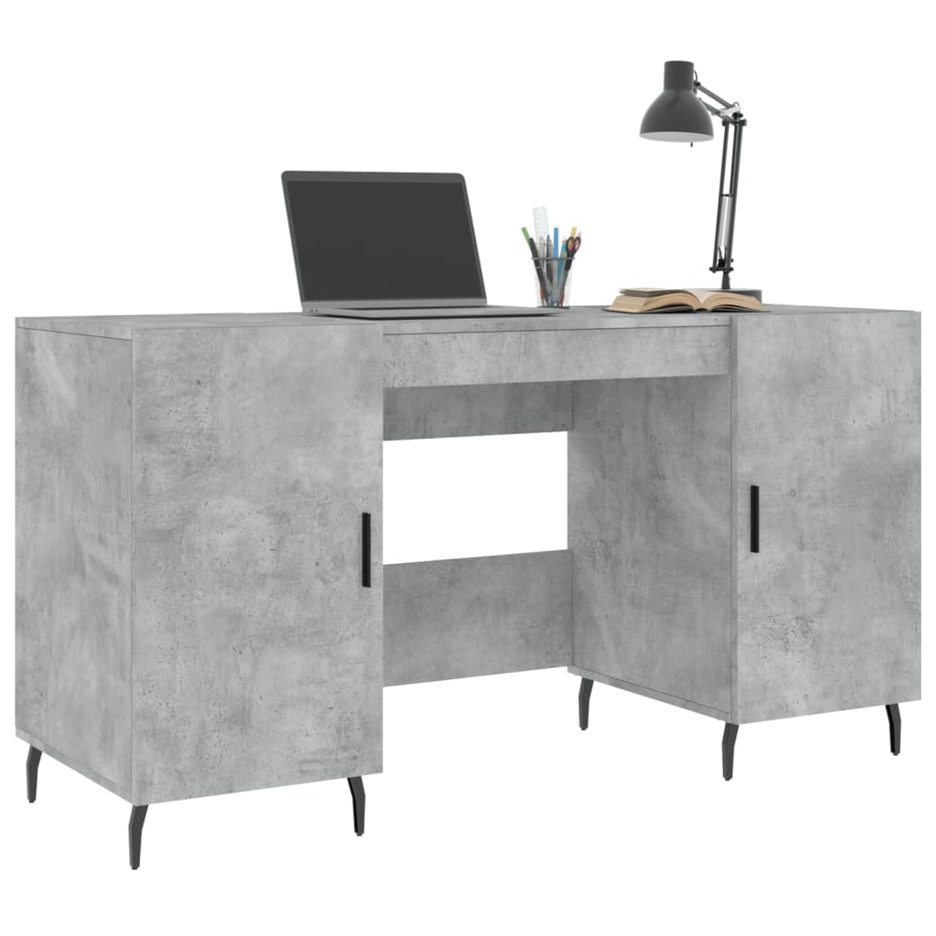 Bureau 140x50x75 cm bewerkt hout betongrijs is nu te koop bij PeponiXL, paradijselijk wonen!