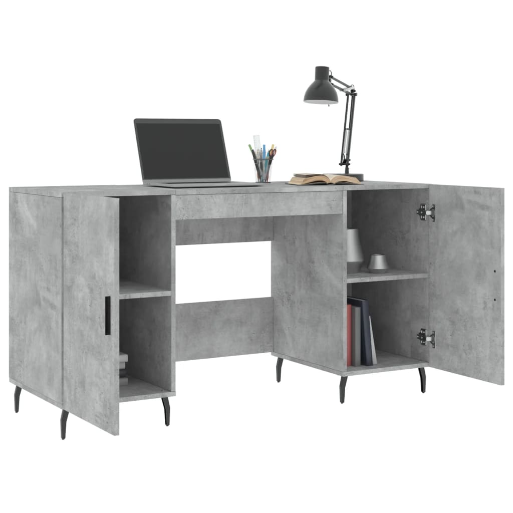 Bureau 140x50x75 cm bewerkt hout betongrijs is nu te koop bij PeponiXL, paradijselijk wonen!