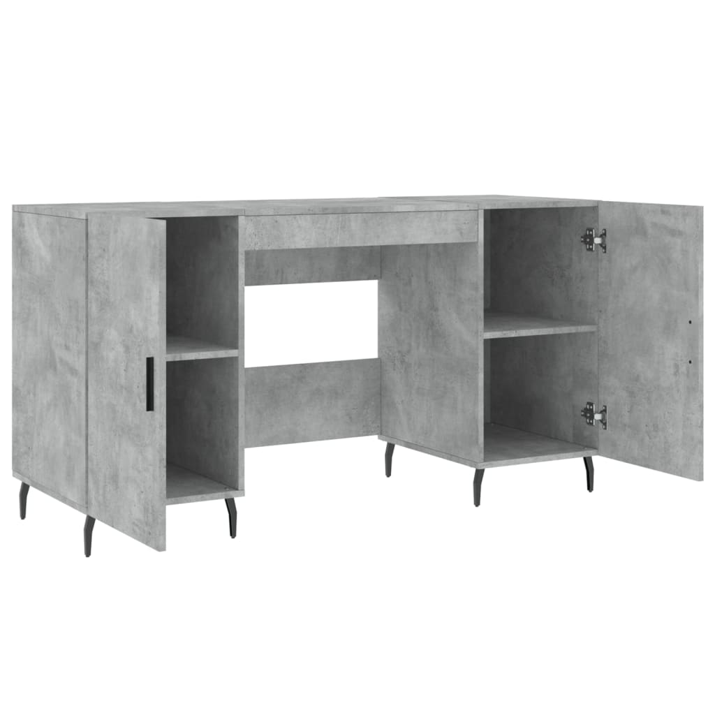Bureau 140x50x75 cm bewerkt hout betongrijs is nu te koop bij PeponiXL, paradijselijk wonen!
