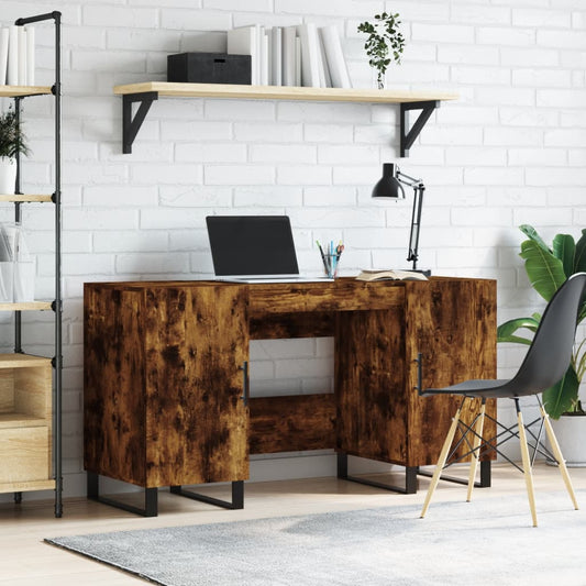 Bureau 140x50x75 cm bewerkt hout gerookt eikenkleurig is nu te koop bij PeponiXL, paradijselijk wonen!