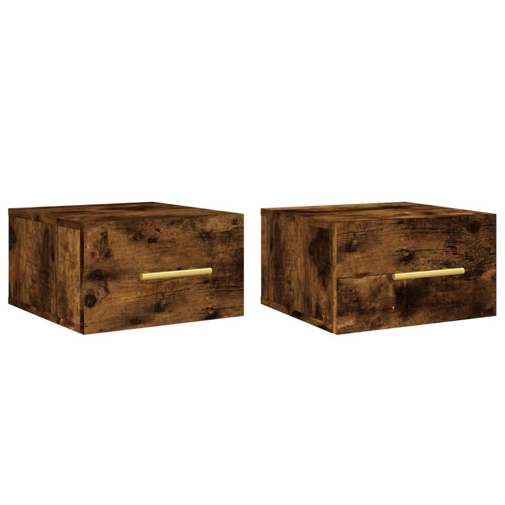 Nachtkastjes 2 st wandgemonteerd 35x35x20 cm gerookt eikenkleur is nu te koop bij PeponiXL, paradijselijk wonen!