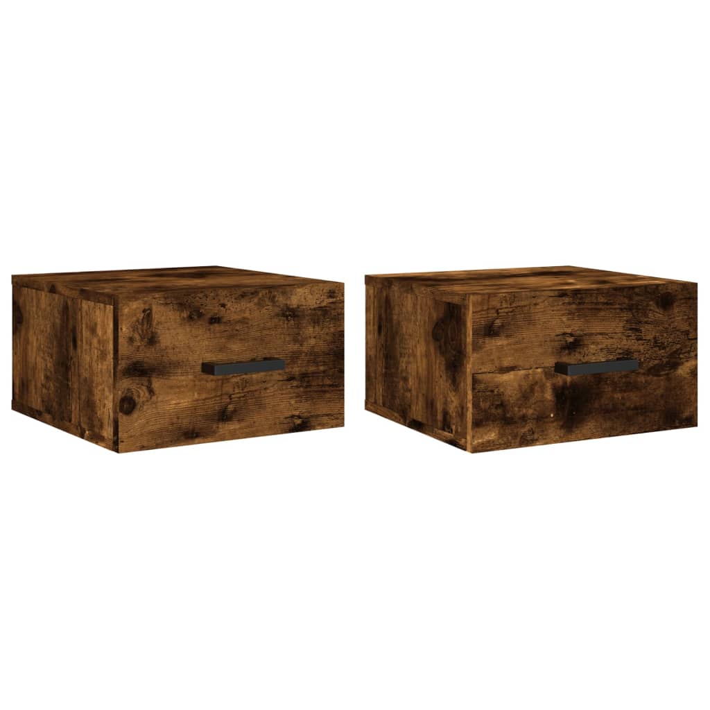Nachtkastjes 2 st wandgemonteerd 35x35x20 cm gerookt eikenkleur is nu te koop bij PeponiXL, paradijselijk wonen!
