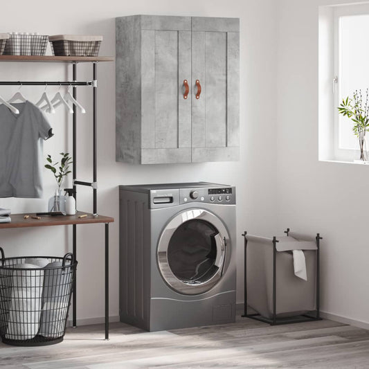 Wandkast 69,5x34x90 cm bewerkt hout betongrijs is nu te koop bij PeponiXL, paradijselijk wonen!