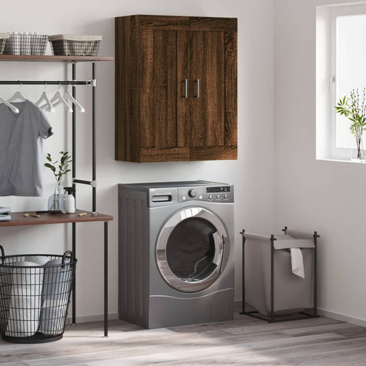 Wandkast 69,5x34x90 cm bewerkt hout bruin eikenkleur is nu te koop bij PeponiXL, paradijselijk wonen!