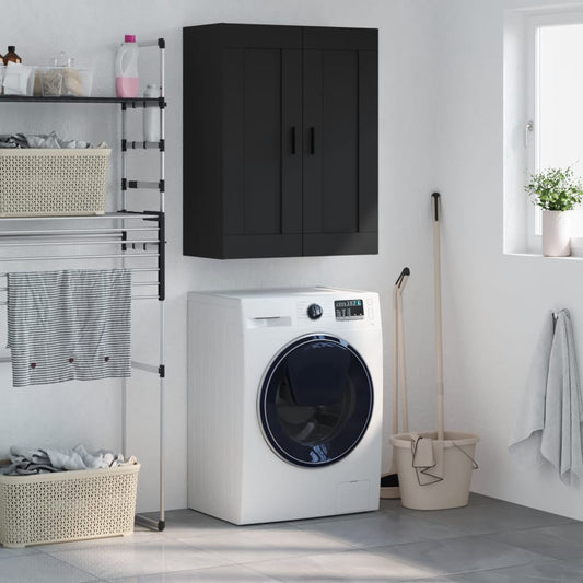 Wandkast 69,5x34x90 cm bewerkt hout zwart is nu te koop bij PeponiXL, paradijselijk wonen!