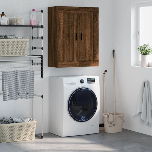 Wandkast 69,5x34x90 cm bewerkt hout bruin eikenkleur is nu te koop bij PeponiXL, paradijselijk wonen!