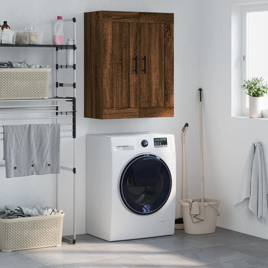 Wandkast 69,5x34x90 cm bewerkt hout bruin eikenkleur is nu te koop bij PeponiXL, paradijselijk wonen!