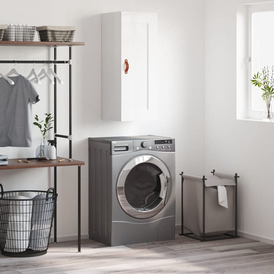 Wandkast 34,5x34x90 cm bewerkt hout hoogglans wit is nu te koop bij PeponiXL, paradijselijk wonen!