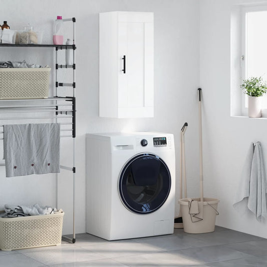 Wandkast 34,5x34x90 cm bewerkt hout hoogglans wit is nu te koop bij PeponiXL, paradijselijk wonen!