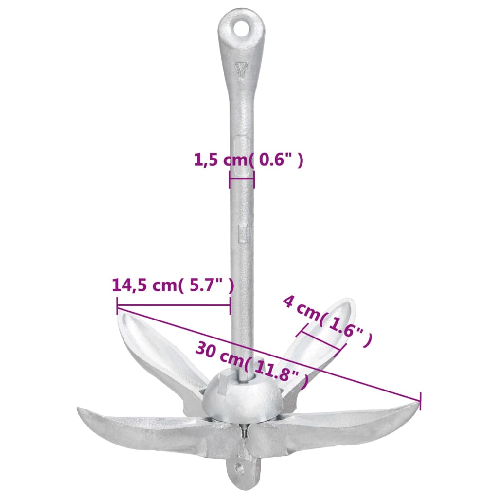 Anker inklapbaar 1,5 kg smeedijzer zilverkleurig is nu te koop bij PeponiXL, paradijselijk wonen!