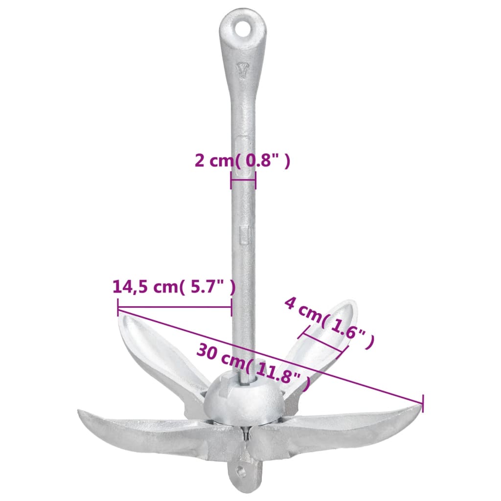 Anker inklapbaar 2,5 kg smeedijzer zilverkleurig is nu te koop bij PeponiXL, paradijselijk wonen!