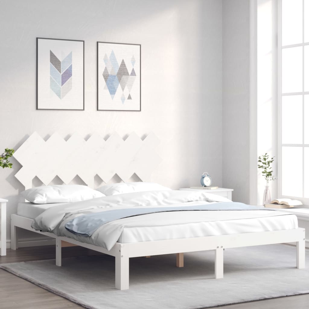 Bedframe zonder matras massief grenenhout wit 140x190 cm is nu te koop bij PeponiXL, paradijselijk wonen!