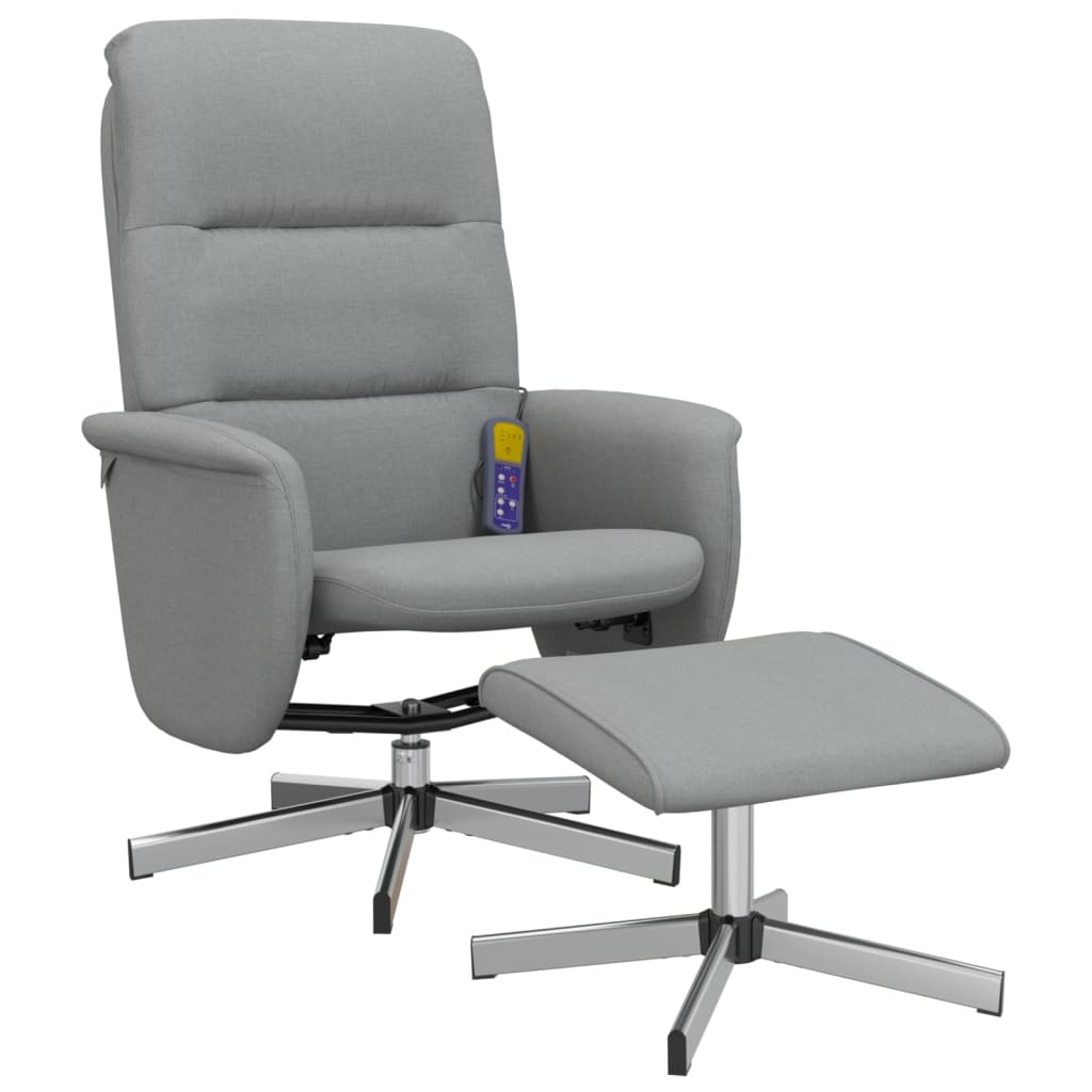 Massagestoel verstelbaar met voetenbank stof lichtgrijs is nu te koop bij PeponiXL, paradijselijk wonen!