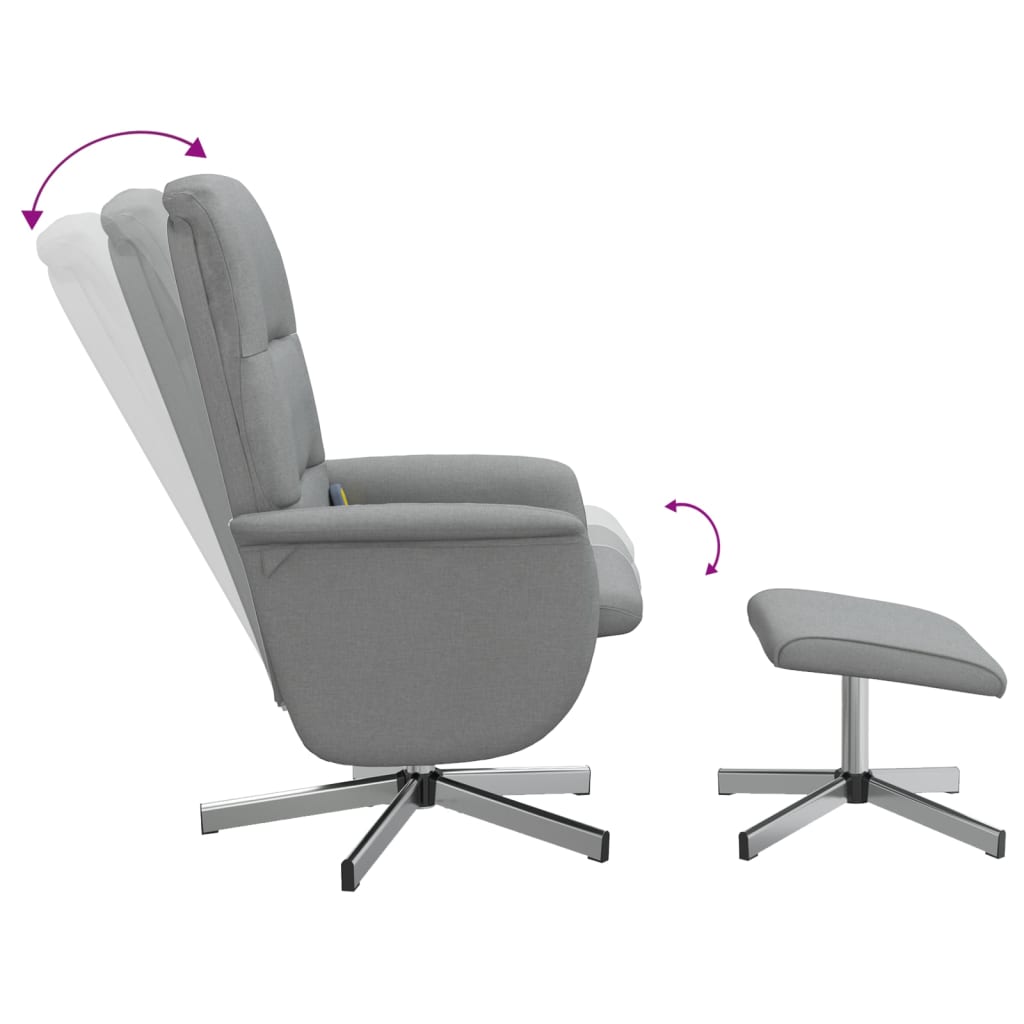 Massagestoel verstelbaar met voetenbank stof lichtgrijs is nu te koop bij PeponiXL, paradijselijk wonen!