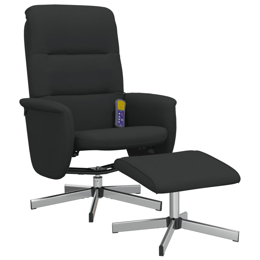 Massagestoel verstelbaar met voetenbank stof zwart is nu te koop bij PeponiXL, paradijselijk wonen!
