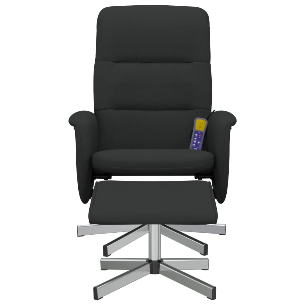 Massagestoel verstelbaar met voetenbank stof zwart is nu te koop bij PeponiXL, paradijselijk wonen!