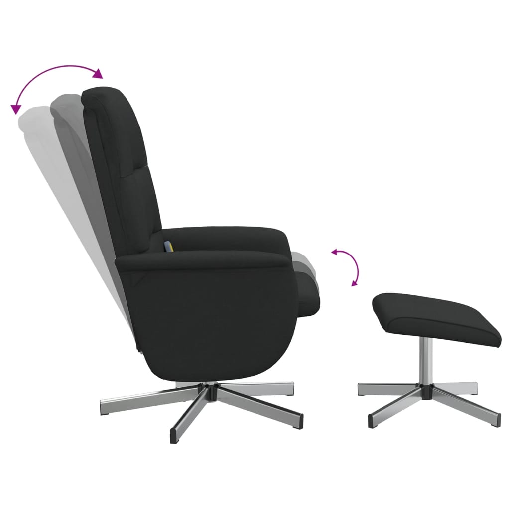 Massagestoel verstelbaar met voetenbank stof zwart is nu te koop bij PeponiXL, paradijselijk wonen!