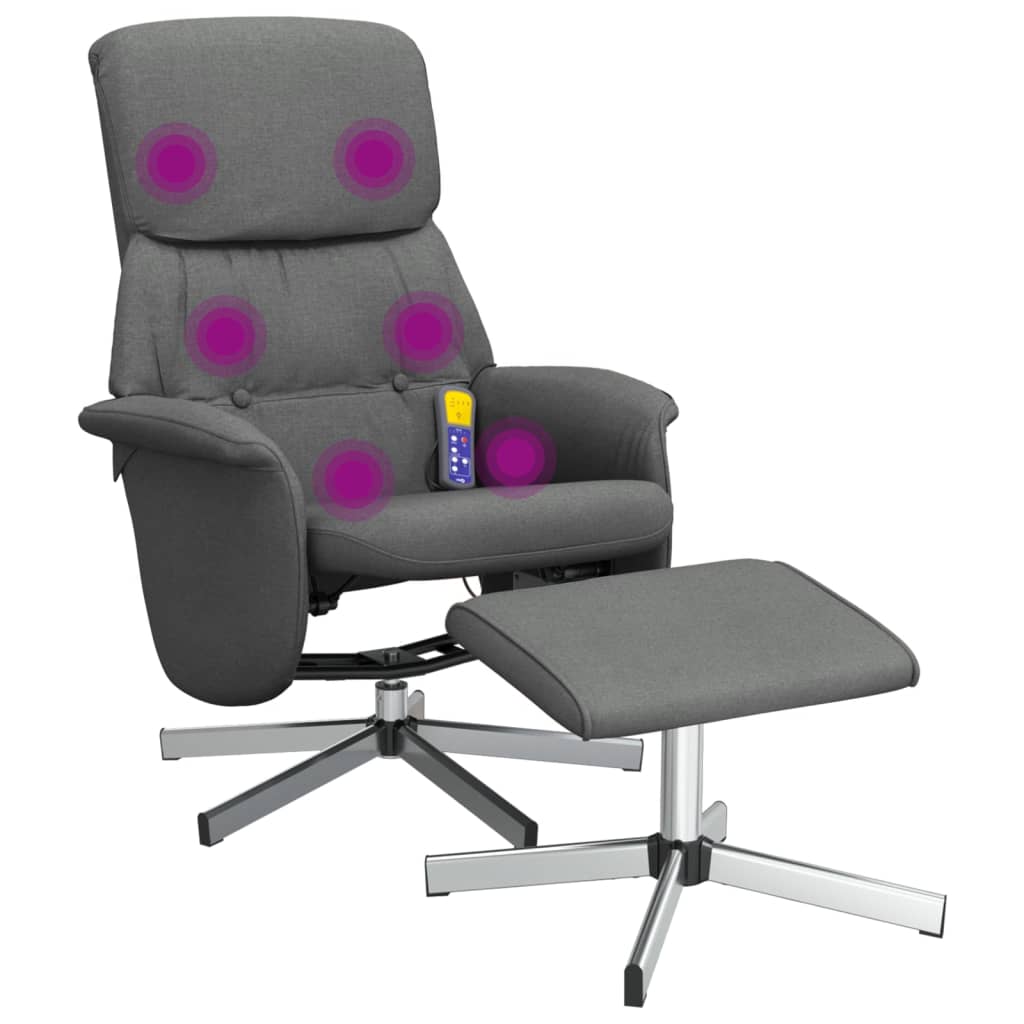 Massagestoel verstelbaar met voetenbank stof donkergrijs is nu te koop bij PeponiXL, paradijselijk wonen!