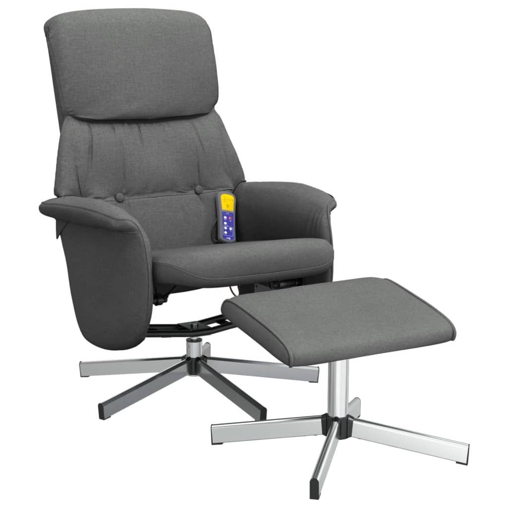 Massagestoel verstelbaar met voetenbank stof donkergrijs is nu te koop bij PeponiXL, paradijselijk wonen!