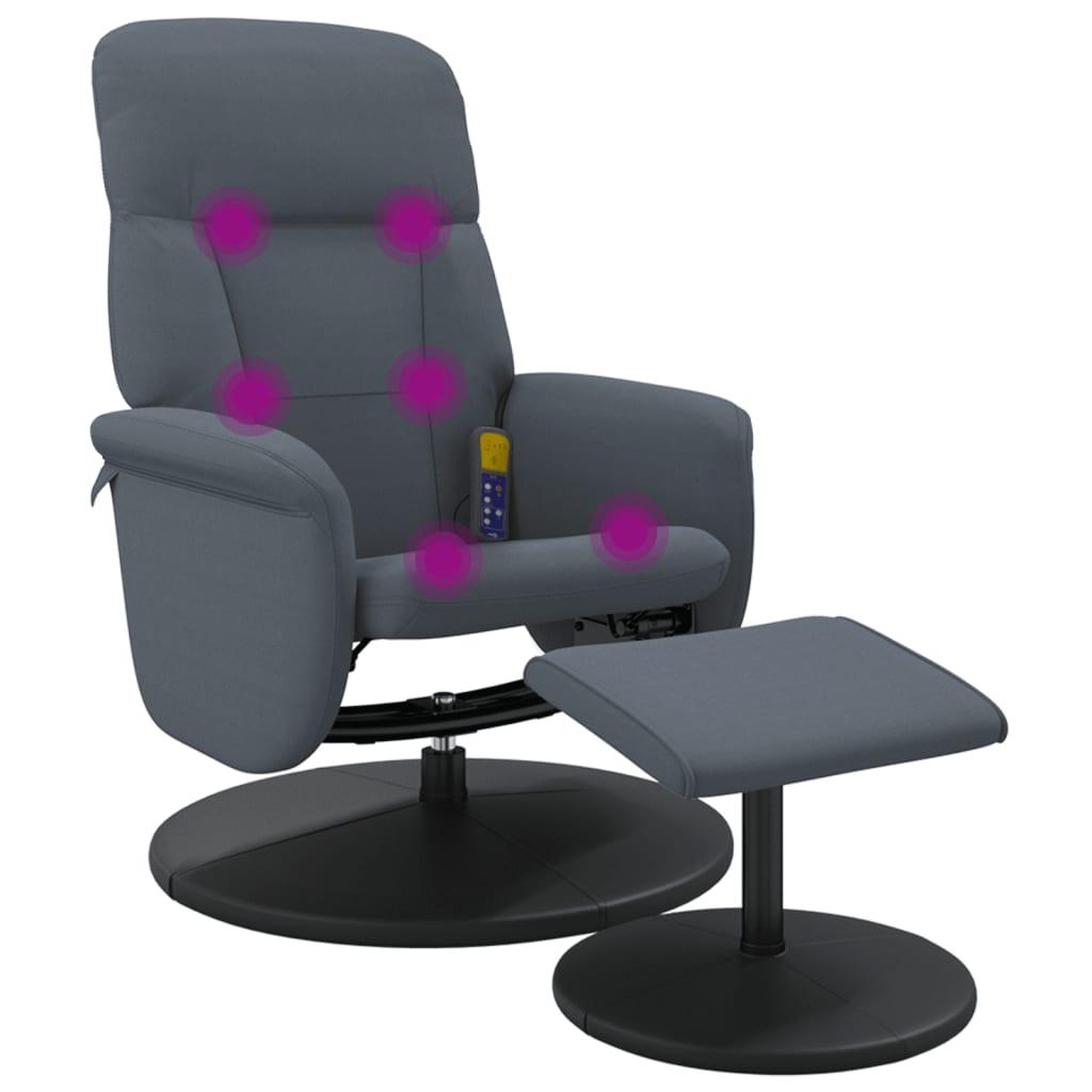 Massagestoel verstelbaar met voetenbank fluweel donkergrijs is nu te koop bij PeponiXL, paradijselijk wonen!