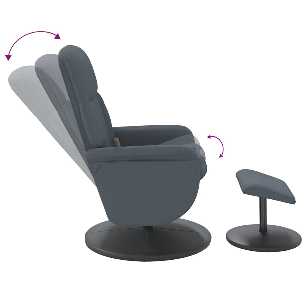 Massagestoel verstelbaar met voetenbank fluweel donkergrijs is nu te koop bij PeponiXL, paradijselijk wonen!