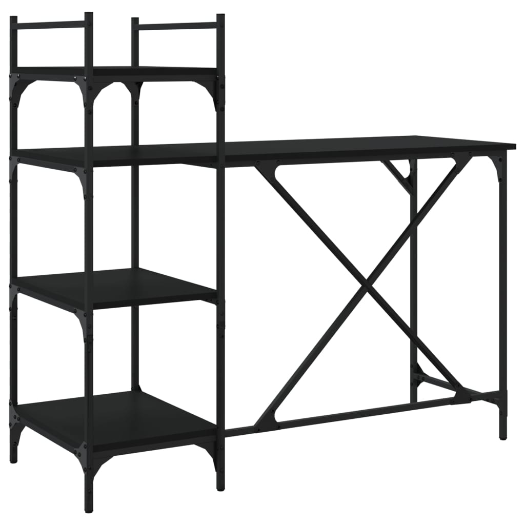 Computerbureau met schappen 120x47x109 cm zwart is nu te koop bij PeponiXL, paradijselijk wonen!