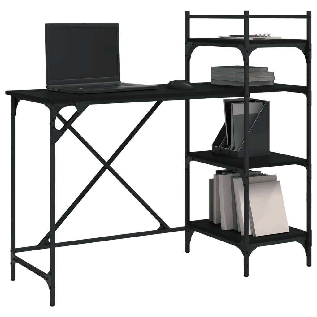 Computerbureau met schappen 120x47x109 cm zwart is nu te koop bij PeponiXL, paradijselijk wonen!