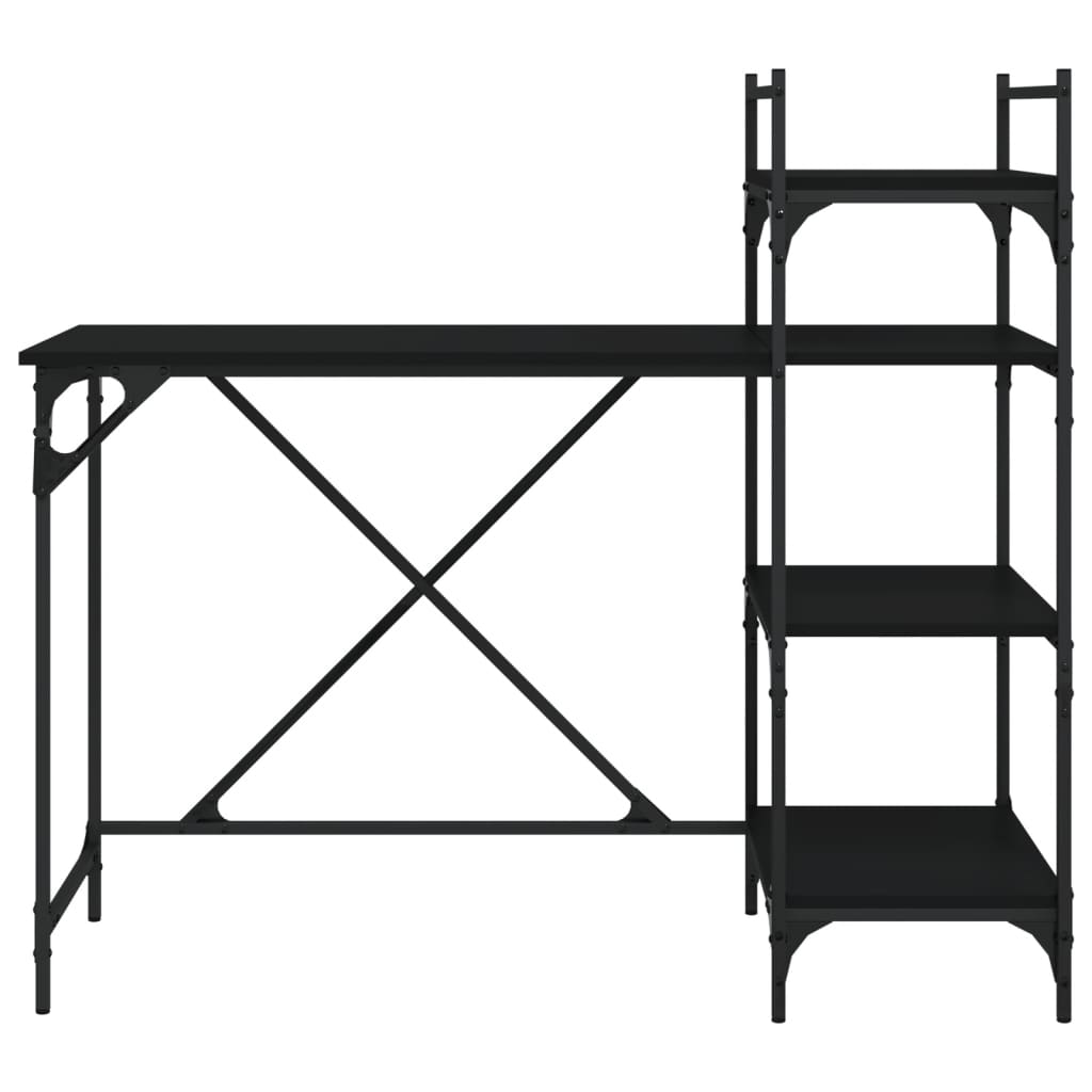 Computerbureau met schappen 120x47x109 cm zwart is nu te koop bij PeponiXL, paradijselijk wonen!