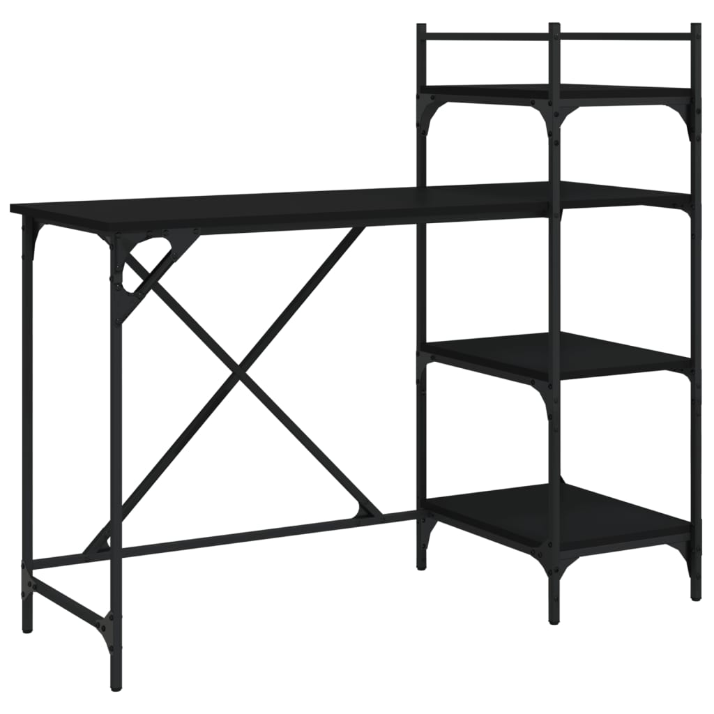 Computerbureau met schappen 120x47x109 cm zwart is nu te koop bij PeponiXL, paradijselijk wonen!