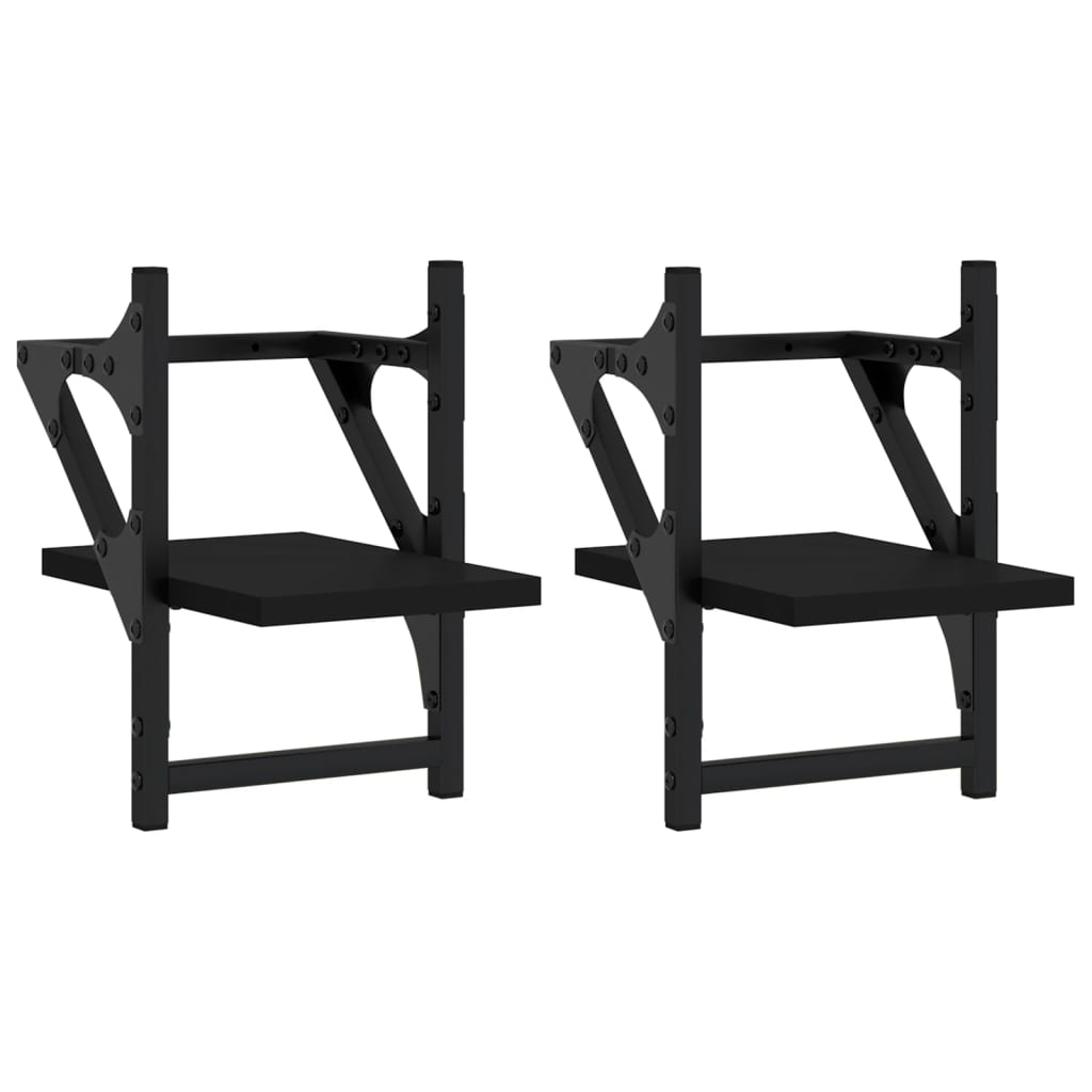 Wandschappen met stangen 2 st 20x25x30 cm zwart is nu te koop bij PeponiXL, paradijselijk wonen!
