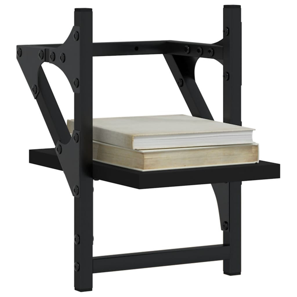 Wandschappen met stangen 2 st 20x25x30 cm zwart is nu te koop bij PeponiXL, paradijselijk wonen!