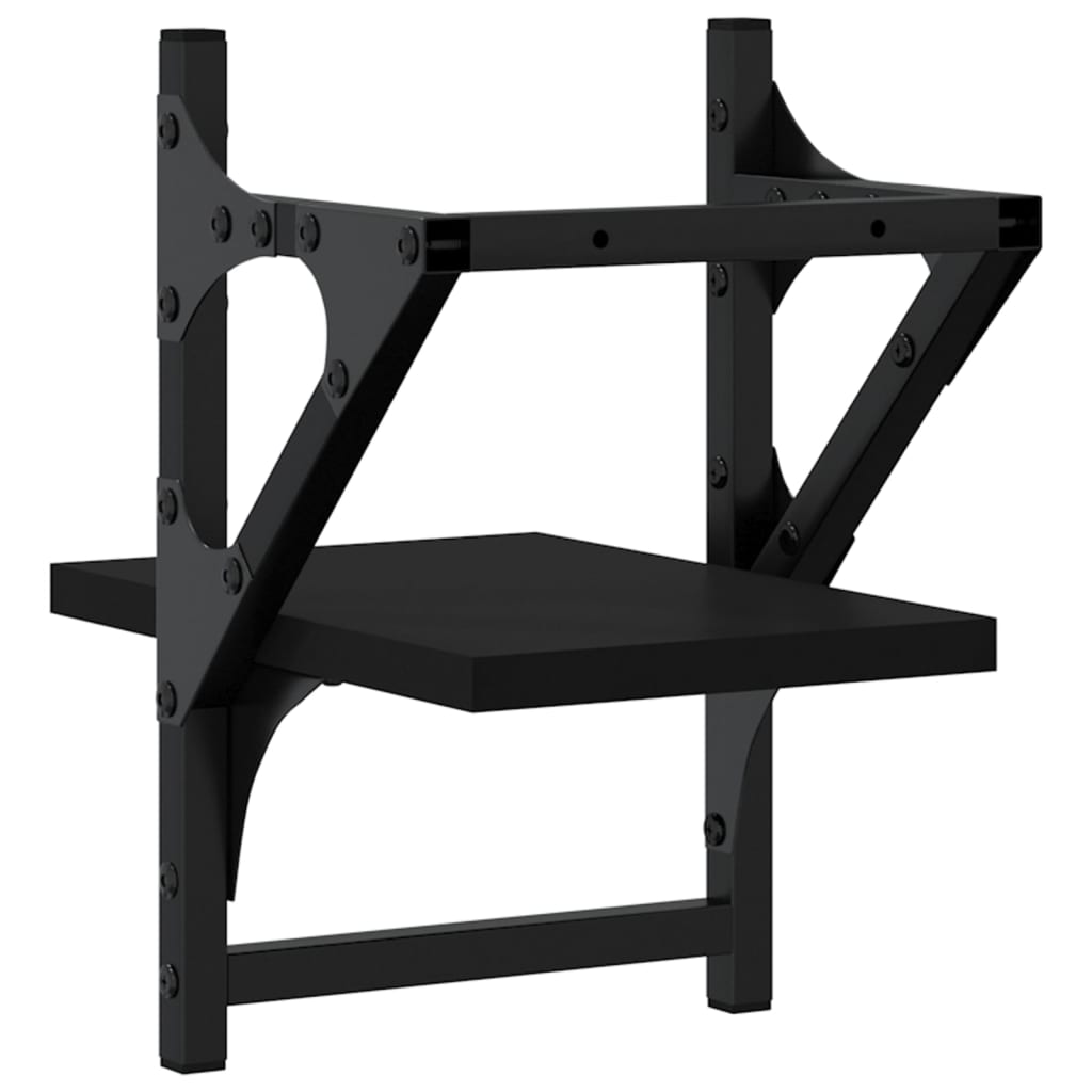 Wandschappen met stangen 2 st 20x25x30 cm zwart is nu te koop bij PeponiXL, paradijselijk wonen!