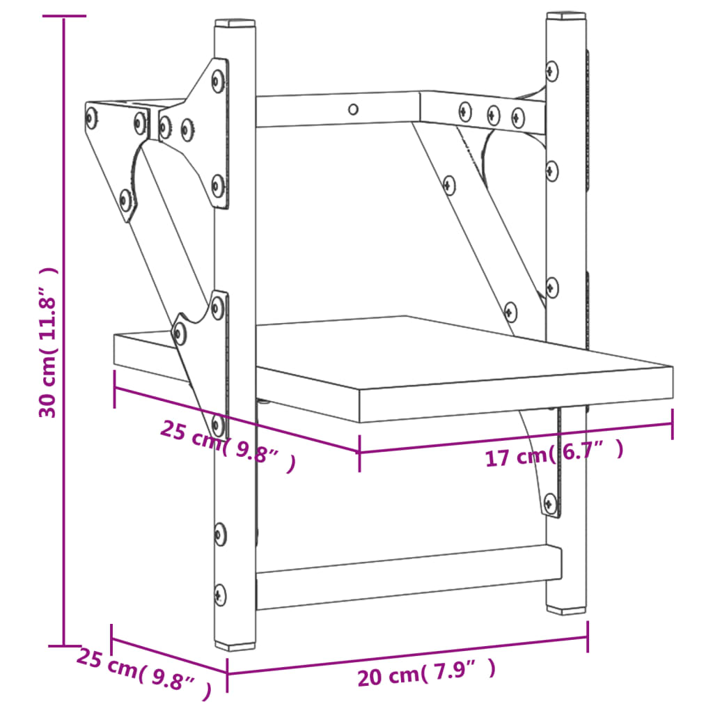 Wandschappen met stangen 2 st 20x25x30 cm zwart is nu te koop bij PeponiXL, paradijselijk wonen!