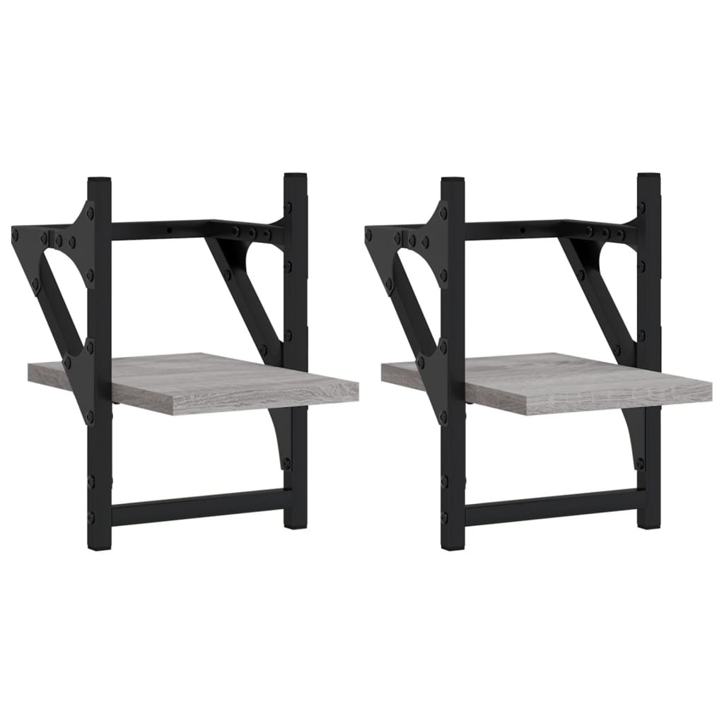 Wandschappen met stangen 2 st 20x25x30 cm grijs sonoma eiken is nu te koop bij PeponiXL, paradijselijk wonen!