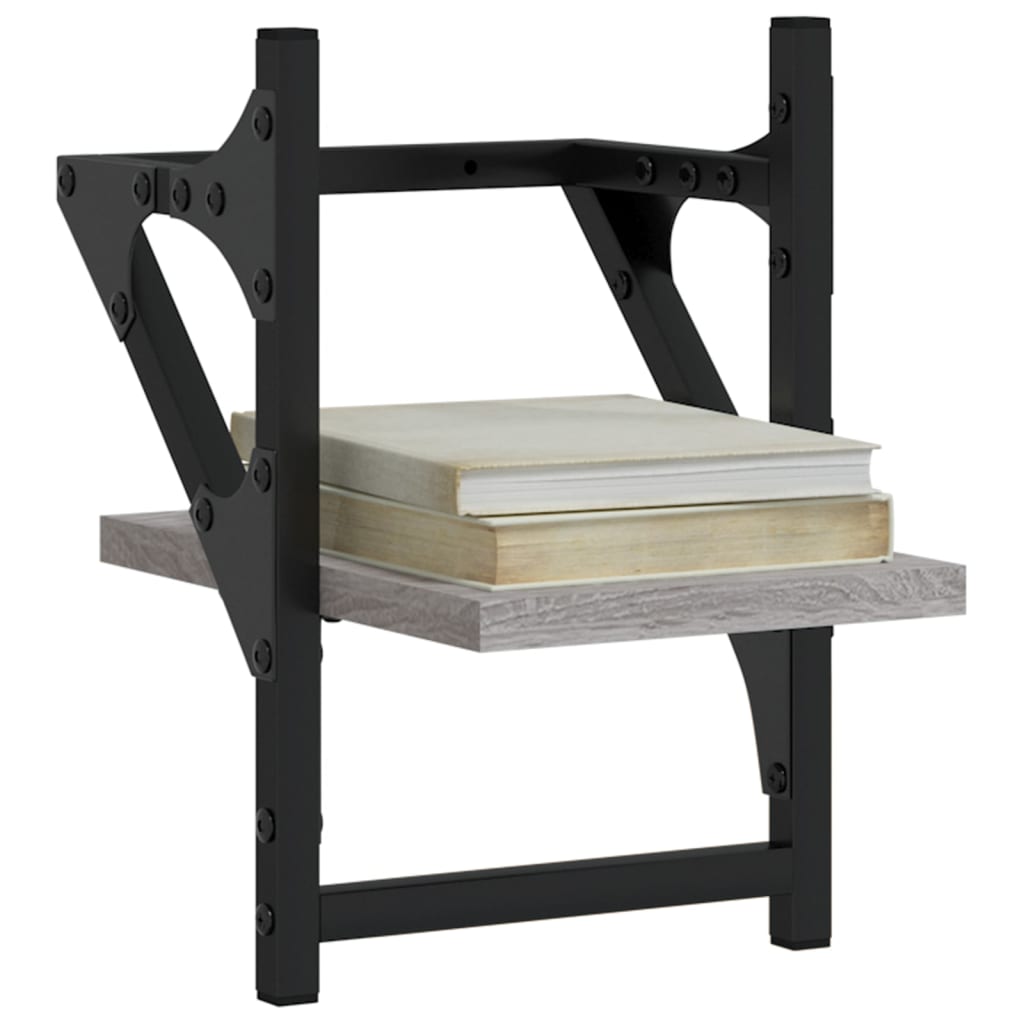 Wandschappen met stangen 2 st 20x25x30 cm grijs sonoma eiken is nu te koop bij PeponiXL, paradijselijk wonen!